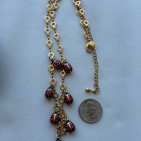 JOAN RIVERS Ladybug Charm Gold Link NECKLACE - Picture 6 of 8